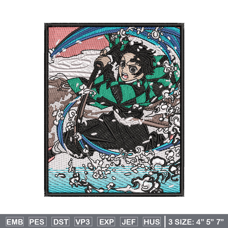Tanjiro water embroidery design, Tanjiro embroidery, Anime design, Embroidery shirt, Embroidery file, Digital download.jpg
