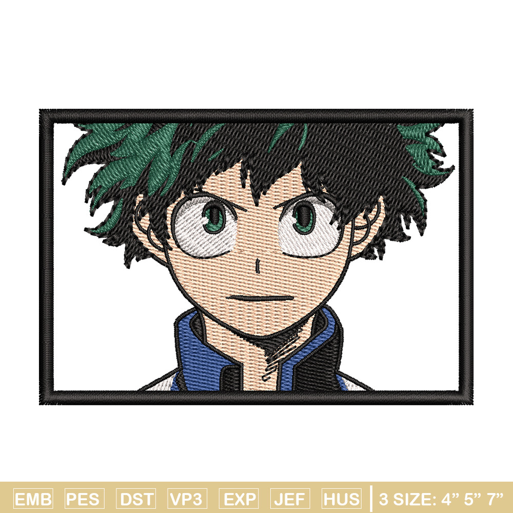 Izuku Midoriya embroidery design, My hero academia embroidery, anime design, embroidery file, Digital download.jpg