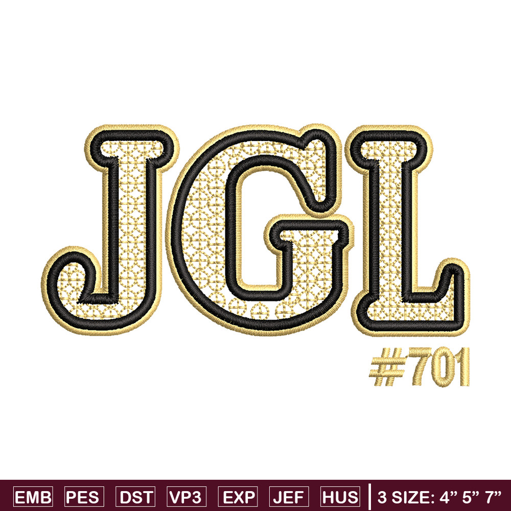 JGL logo embroidery design, JGL logo embroidery, logo design, logo shirt, Embroidery file, Instant download.jpg