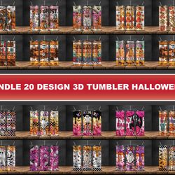 Bundle 20 Design 3D Tumbler Halloween, 3D Friendly Ghost Tumbler Wrap,  Spooky Seamless Tumbler Wrap 21