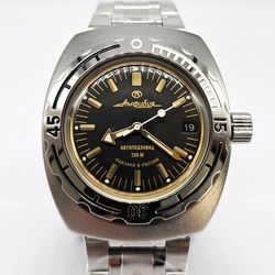 Vostok Amphibia Gold & Black 090679 200M Brand New men's mechanical automatic watch