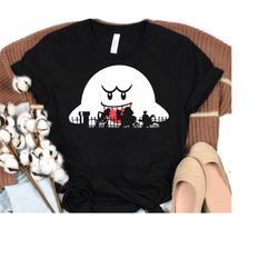 nintendo super mario boo trick or treat halloween silhouette t-shirt, magic kingdom, disneyland halloween wdw trip famil