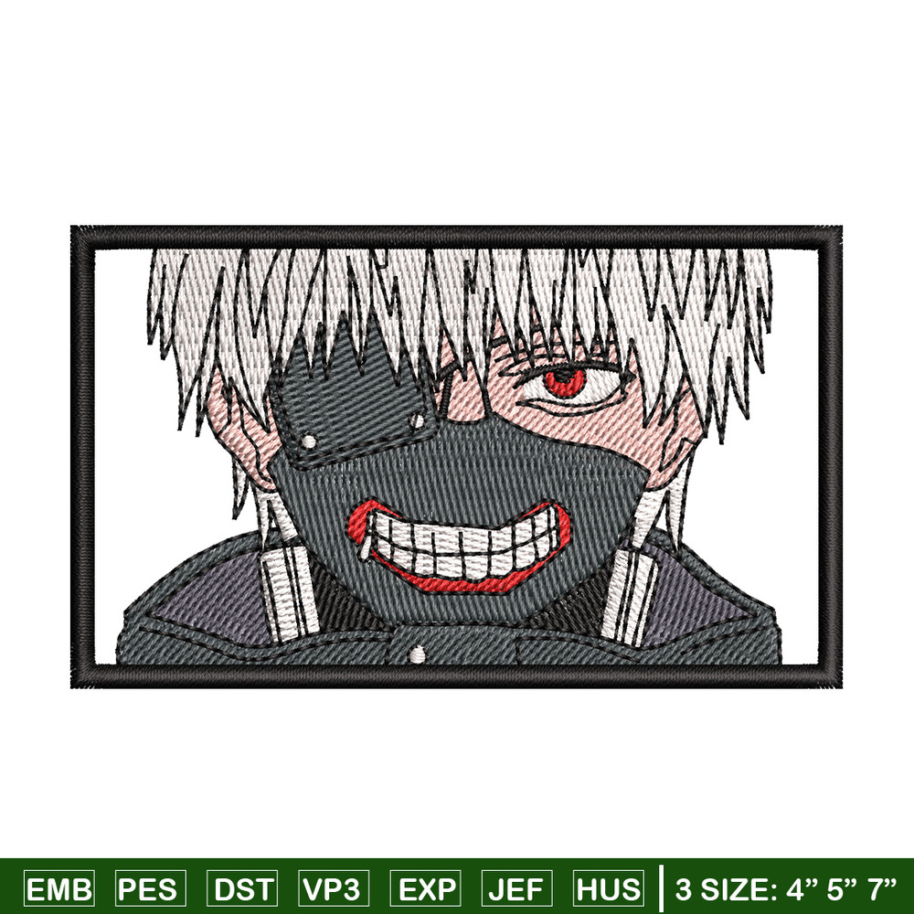 Ken kaneki embroidery design, Tokyo Ghoul embroidery, anime design, embroidery file, anime shirt, Digital download.jpg