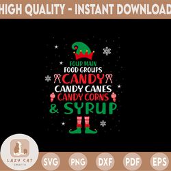 four main food groups svg | funny christmas quotes, candy cane, elf quotes, xmas decor, mug, tshirt design