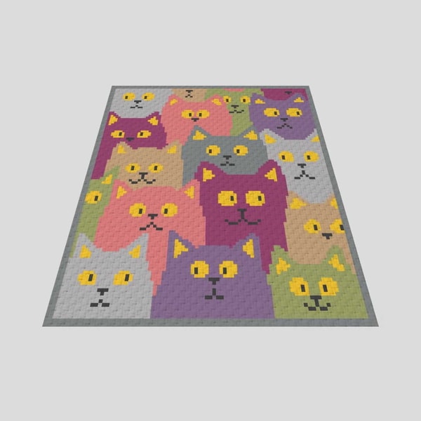 Funny Cats Crochet C2C Graphgan blanket pattern PDF Download - Inspire ...