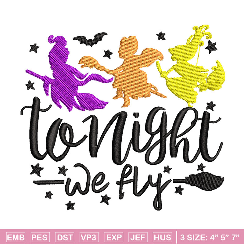 To night we fly embroidery design, Halloween embroidery, Emb design, Embroidery shirt, Embroidery file, Digital download.jpg