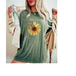comfort colors sunflower butterfly shirt, woman floral tee, mom butterfly gift, butterfly lover shirt, sunflower shirt,
