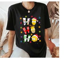 the simpsons christmas ho ho ho t-shirt, homer simpson, bart simpson, lisa simpson christmas squad, christmas movie cart