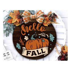 hello fall door hanger svg fall door hanger svg, autumn door hanger svg laser cut files welcome sign svg front door sign