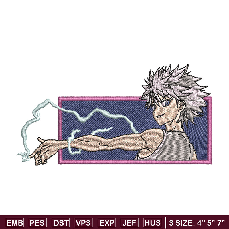 Killua lightning embroidery design, hunter x hunterr embroidery, embroidery file, anime design, Digital download.jpg