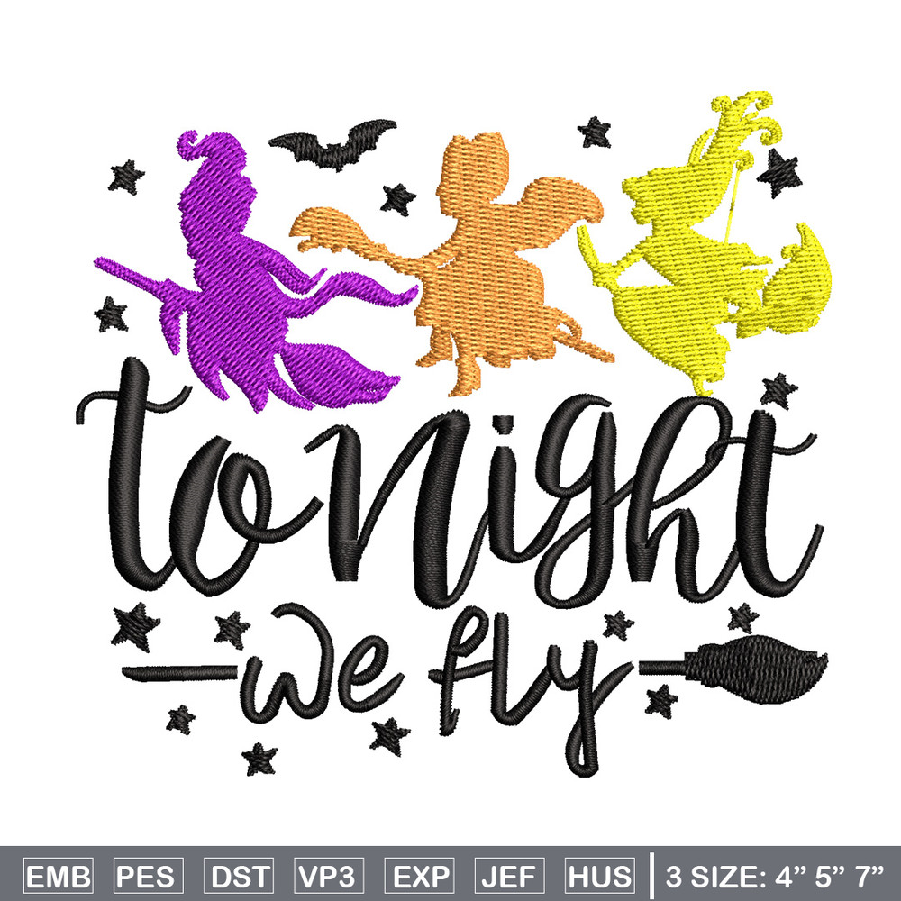 To night we fly embroidery design, Halloween embroidery, Emb design, Embroidery shirt, Embroidery file, Digital download.jpg