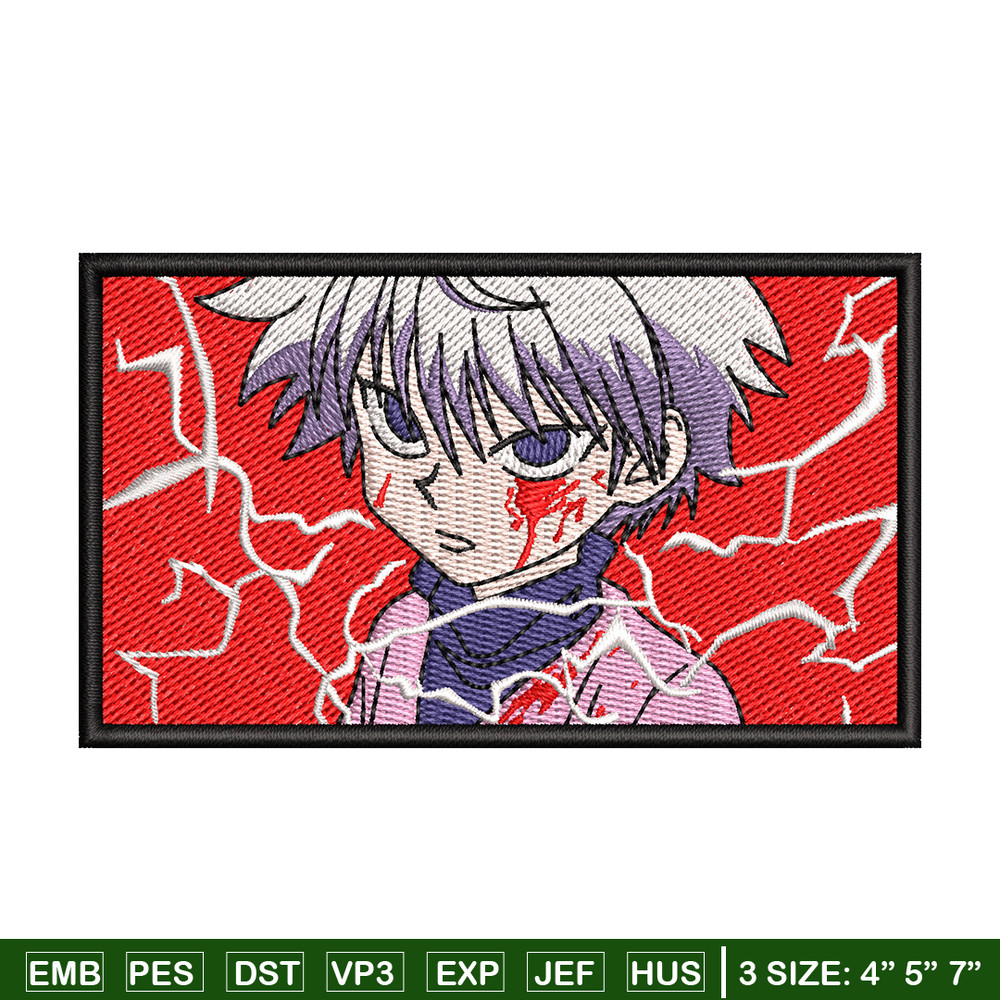 Kilua Rectangle embroidery design, Hunter x hunter embroidery, anime design, embroidery file, anime shirt, Digital download.jpg