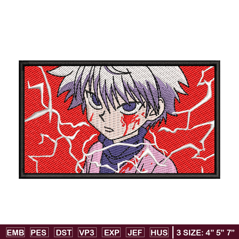 Kilua Rectangle embroidery design, Hunter x hunter embroidery, anime design, embroidery file, anime shirt, Digital download.jpg