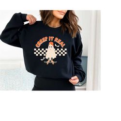 cute ghost halloween sweatshirt, creep it real halloween sweatshirt, women halloween shirt, spooky season, fall shirt, r