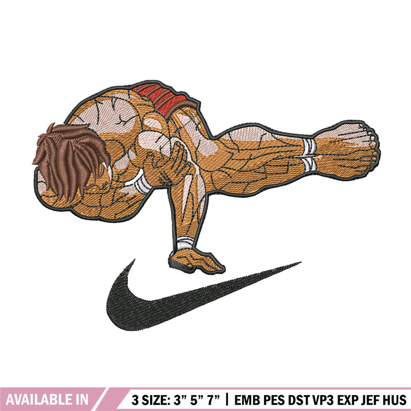 Baki pose nike embroidery design, Baki embroidery, Anime design, Embroidery shirt, Embroidery file, Digital download.jpg