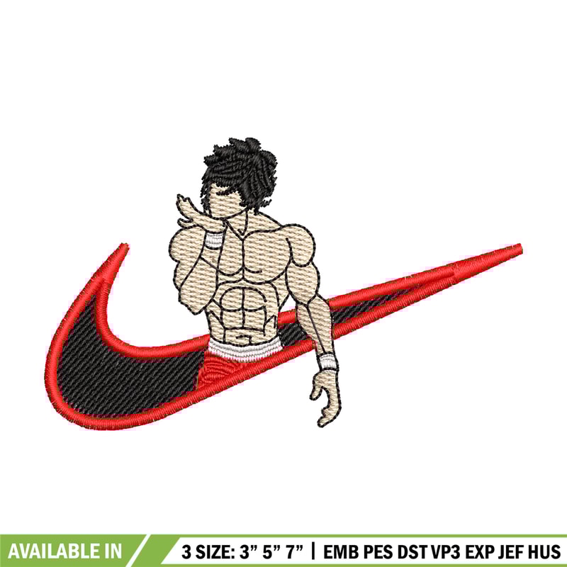 Baki nike embroidery design, Baki anime embroidery, nike design, Logo shirt, anime shirt, digital download.jpg