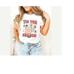 retro tis the season christmas t-shirt, cute chritmas tee, retro christmas t-shirt, holiday apparel, christmas gift tee,