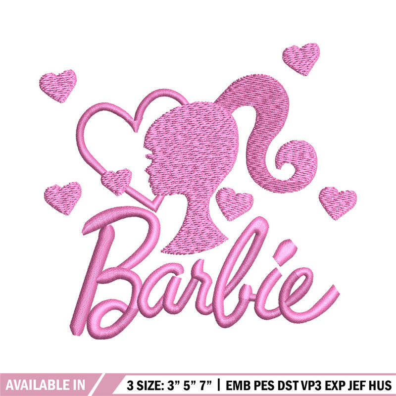 Barbie pink embroidery design, Barbie embroidery, Embroidery file, Embroidery shirt, Emb design, Digital download.jpg