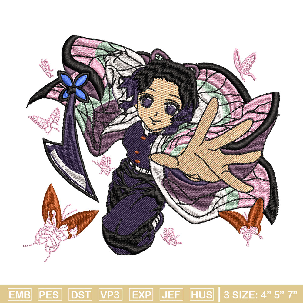 Kochou Shinobu embroidery design, Kimetsu no Yaiba embroidery, logo design, anime design, anime shirt, Digital download.jpg