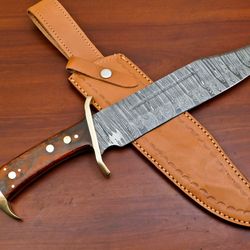 custom handmade Damascus steel bowie hunting knife pakkawood handle gift for him groomsmen gift wedding anniversary gift