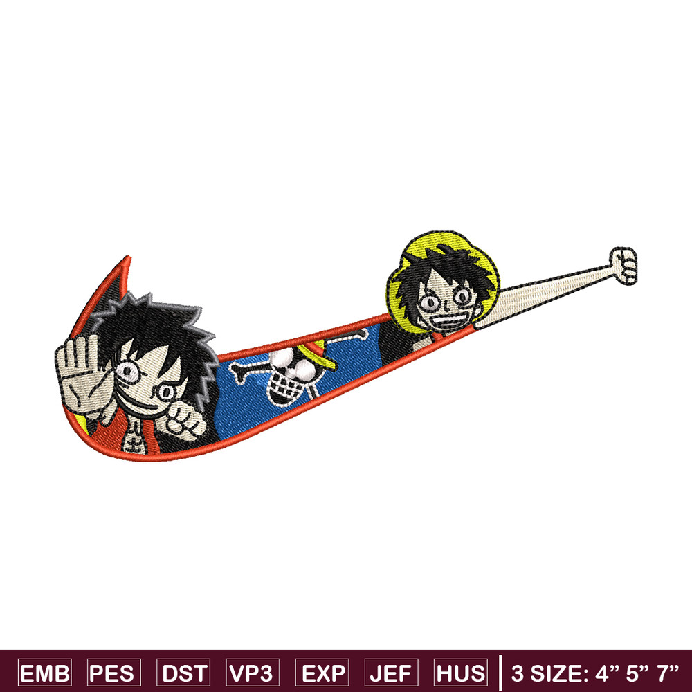 Luffy Funny Nike embroidery design, One Piece embroidery, logo design, anime shirt, Embroidery shirt, Instant download.jpg