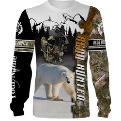 Bowhunting Polar Bear Custom Name 3D All Over Print Sweatshirt, T-Shirt, Long Sleeves, Hoodie &8211 Personalized Hunting