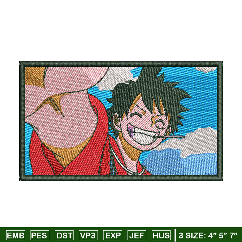 Luffy Smile embroidery design, One Piece embroidery, embroidery file, anime design, anime shirt, Digital download.jpg