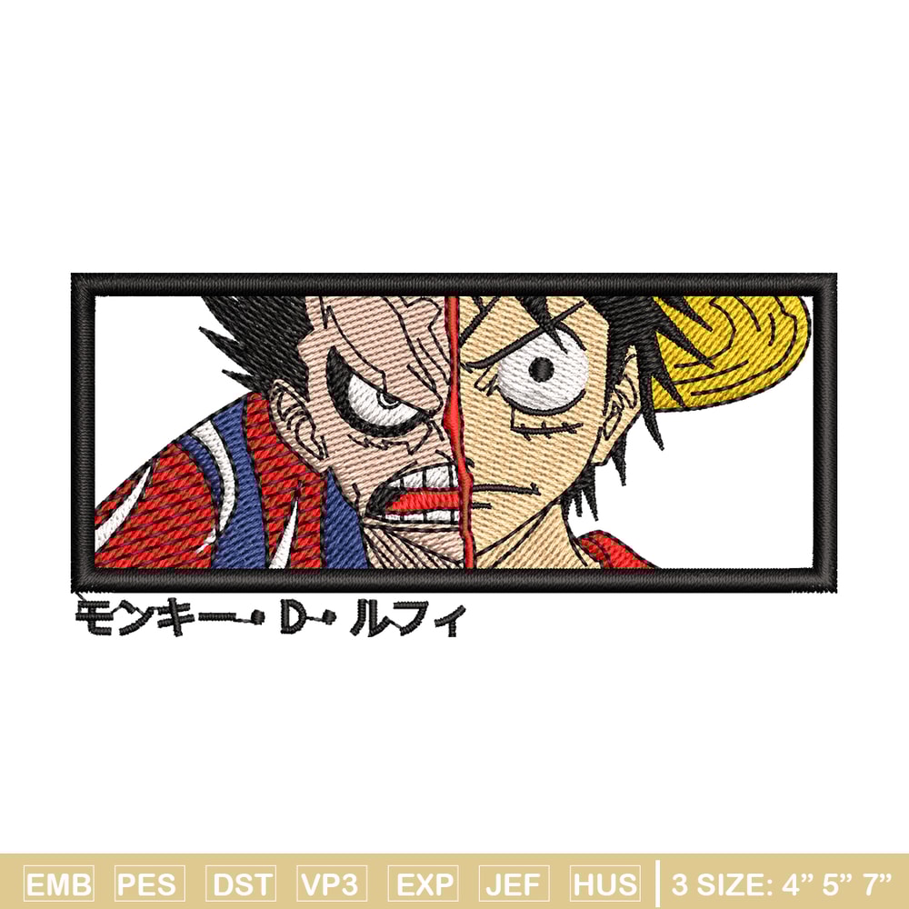 Luffy gear 4 embroidery design, One Piece embroidery, anime design, embroidery file, anime shirt, Digital download.jpg