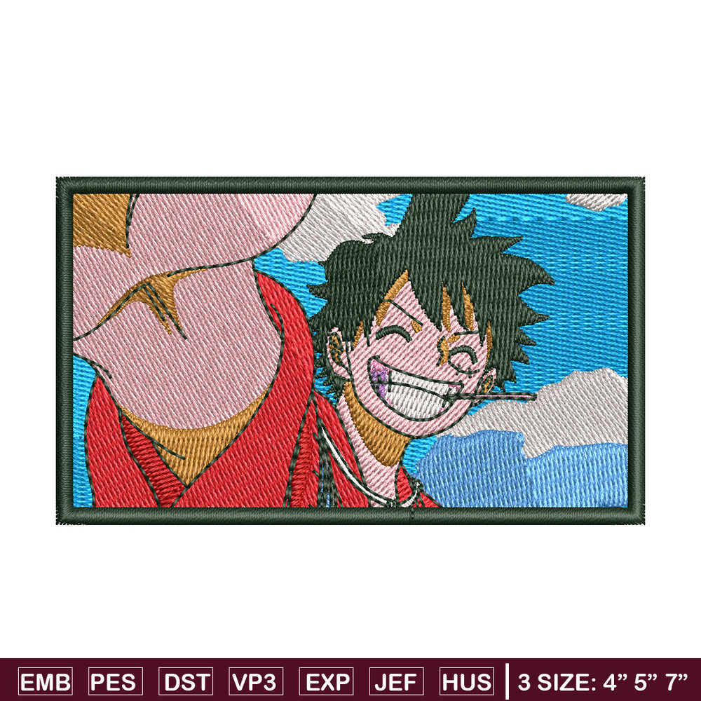 Luffy Smile embroidery design, One Piece embroidery, embroidery file, anime design, anime shirt, Digital download.jpg