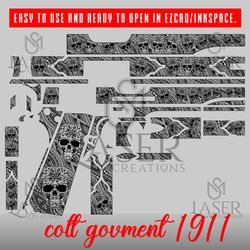sm laser creations colt govment 1911 pattern with skull design