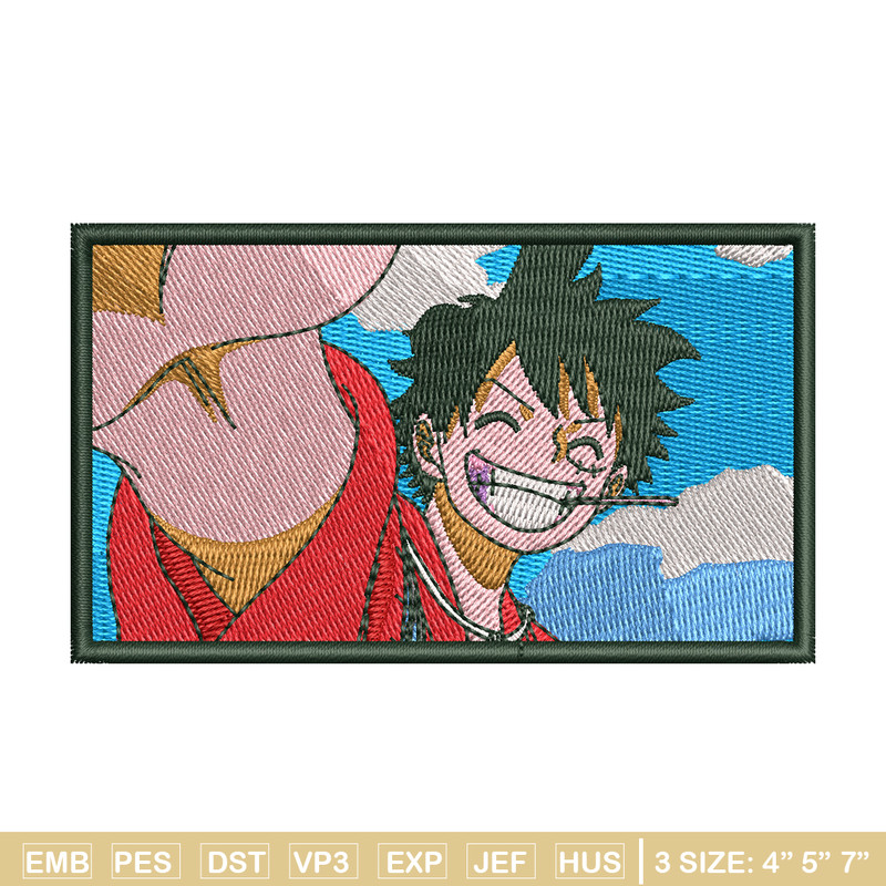 Luffy Smile embroidery design, One Piece embroidery, embroidery file, anime design, anime shirt, Digital download.jpg