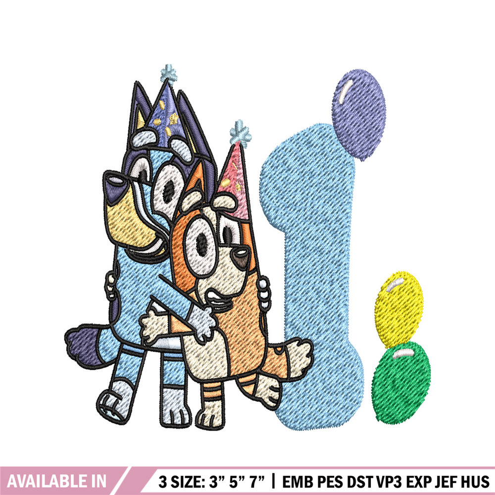 Bluey Bingo 1st Birthday Embroidery, Bluey Cartoon Embroidery, Disney Embroidery, Embroidery File, digital download..jpg