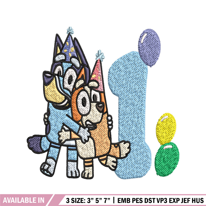 Bluey Bingo 1st Birthday Embroidery, Bluey Cartoon Embroidery, Disney Embroidery, Embroidery File, digital download..jpg