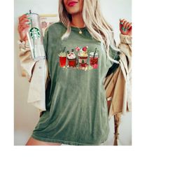 comfort colors christmas coffee lovers shirt, santa latte t-shirt, retro xmas shirt, hot coffee shirt, cute xmas shirt,
