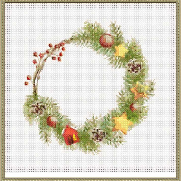 Christmas wreath. Cross-stitch. DIY 7.jpg