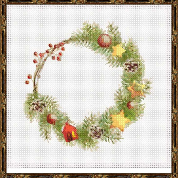 Christmas wreath. Cross-stitch. DIY 8.jpg