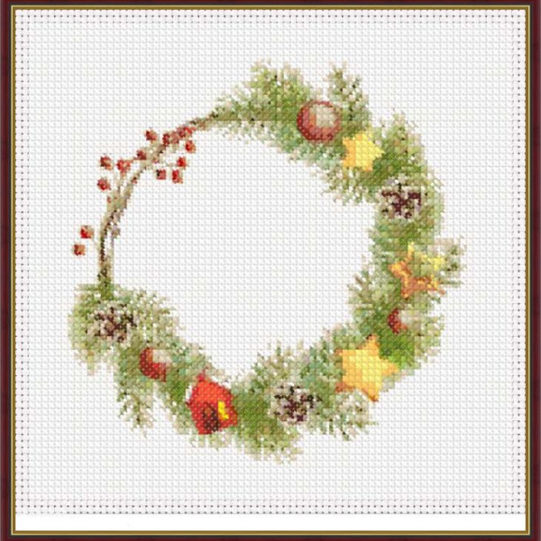 Christmas wreath. Cross-stitch. DIY 10.jpg