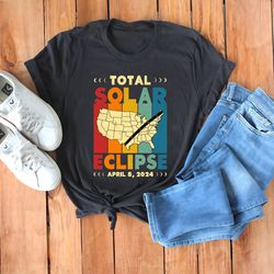 total solar eclipse shirt, path of totality, april 8 2024, vintage solar eclipse, usa map, great american eclipse, total