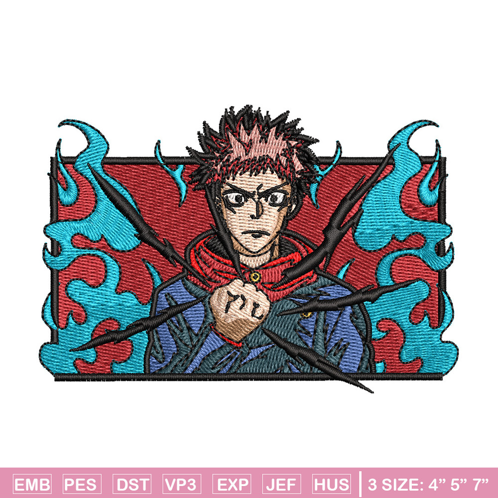 Yuji frame embroidery design, Jujutsu embroidery, Anime design, Embroidery shirt, Embroidery file, Digital download.jpg