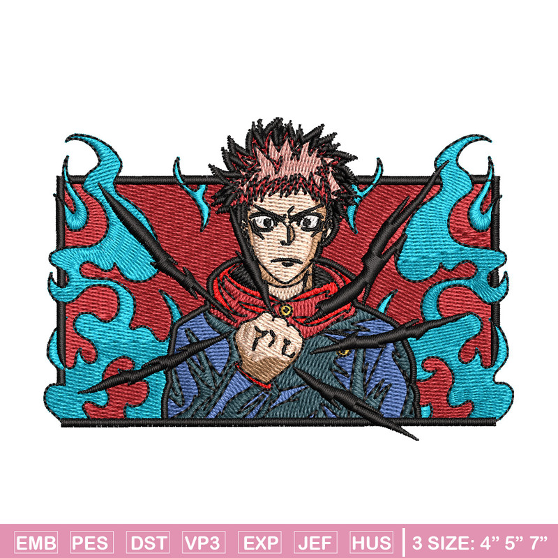 Yuji frame embroidery design, Jujutsu embroidery, Anime design, Embroidery shirt, Embroidery file, Digital download.jpg