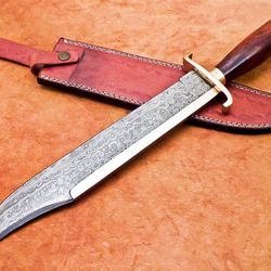custom handmade Damascus steel hunting bowie knife rosewood handle gift for him groomsmen gift wedding anniversary gift