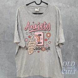 anxiety on vintage graphic t-shirt, retro skeleton unisex shirt, mental health 90s tee, skull y2k shirt, cute skellie sh
