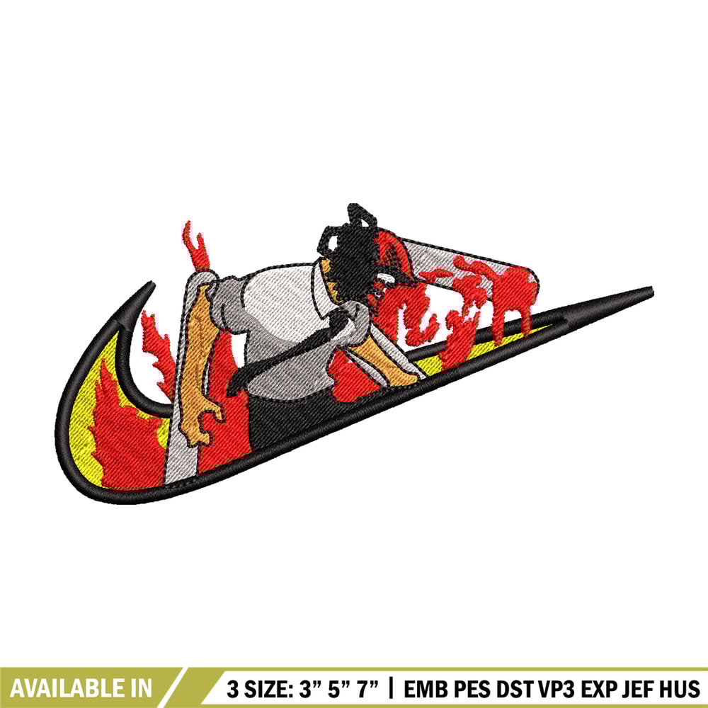 Chainsaw man Nike embroidery design, Chainsaw man embroidery, Nike design, anime design, anime shirt, Digital download.jpg