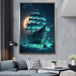ship canvas print, home and office decoration, sailing ship canvas print, ship canvas print, ready to hang decor