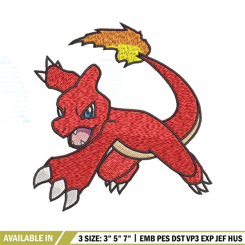 Charmeleon embroidery design, Pokemon embroidery, Anime design, Embroidery shirt, Embroidery file, Digital download.jpg