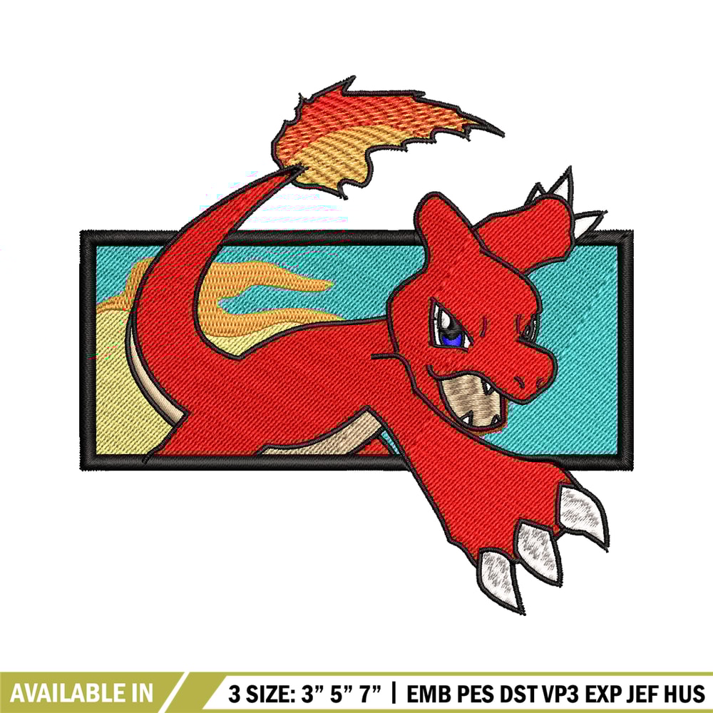 Charmeleon embroidery design, Pokemon embroidery, embroidery file, anime design, anime shirt, Digital download.jpg