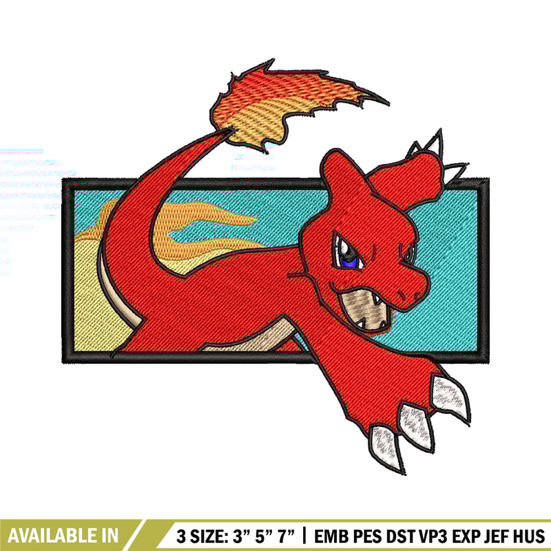 Charmeleon embroidery design, Pokemon embroidery, embroidery file, anime design, anime shirt, Digital download.jpg