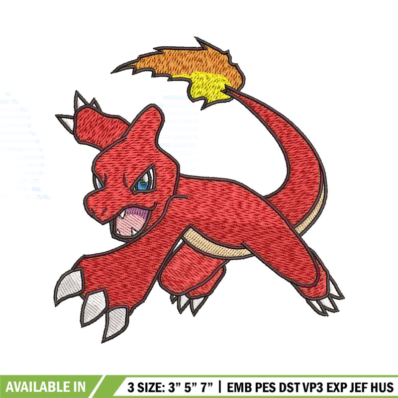 Charmeleon embroidery design, Pokemon embroidery, Anime design, Embroidery shirt, Embroidery file, Digital download.jpg