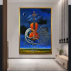 violin canvas wall art, patterned violin wall decor, floral wall art, music canvas print, violinist gift, musician canva