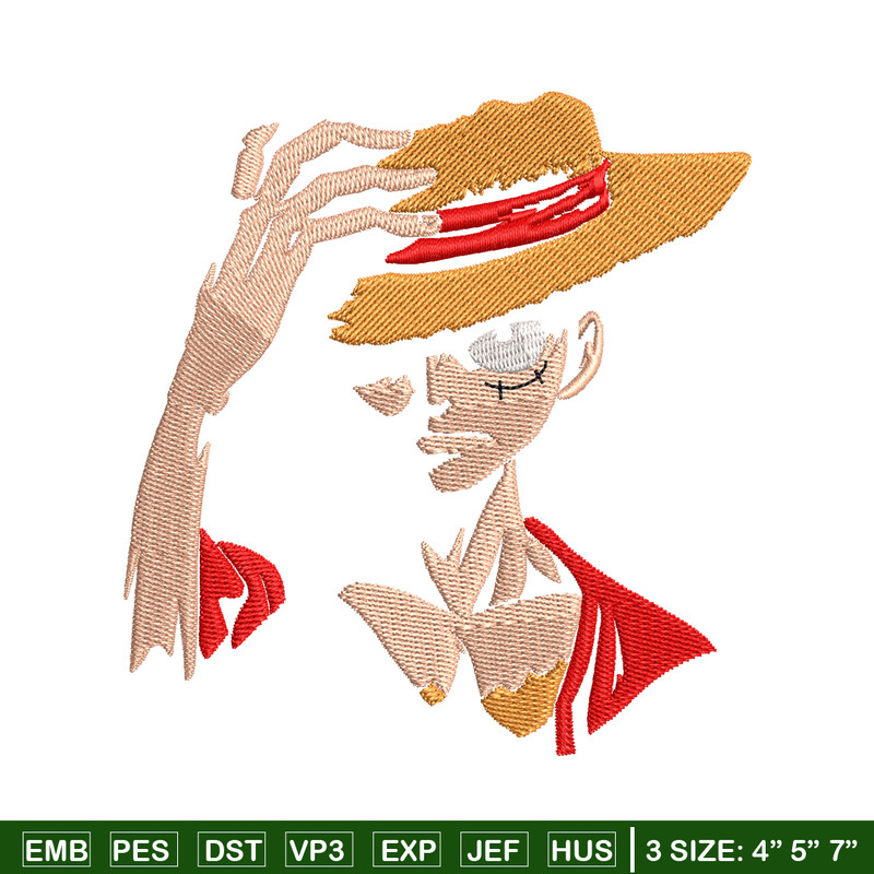 Monkey D. Luffy embroidery design, One Piece embroidery, embroidery file, anime design, anime shirt, Digital download.jpg